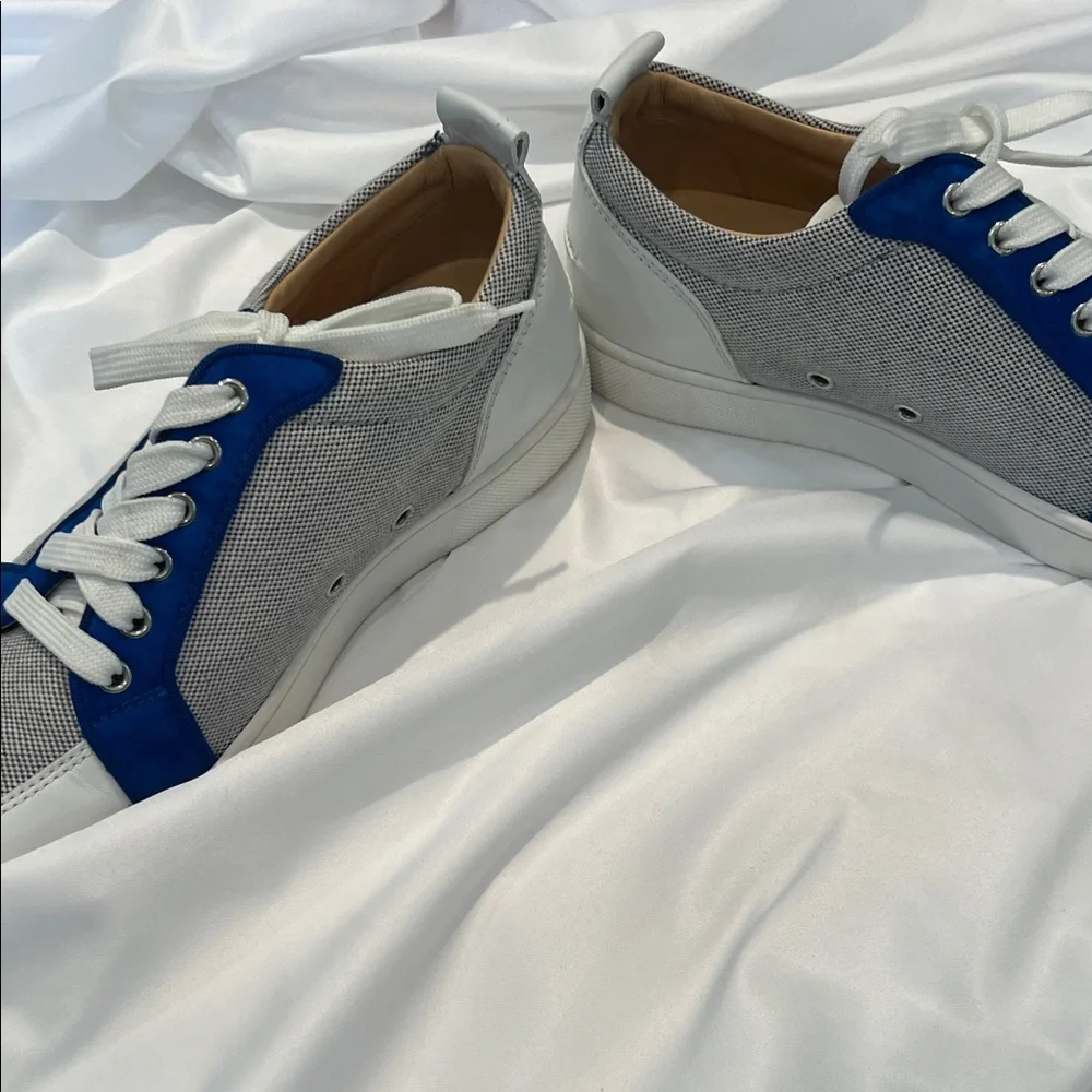 Christian Louboutin White and Blue Men's Athletic Sneakers